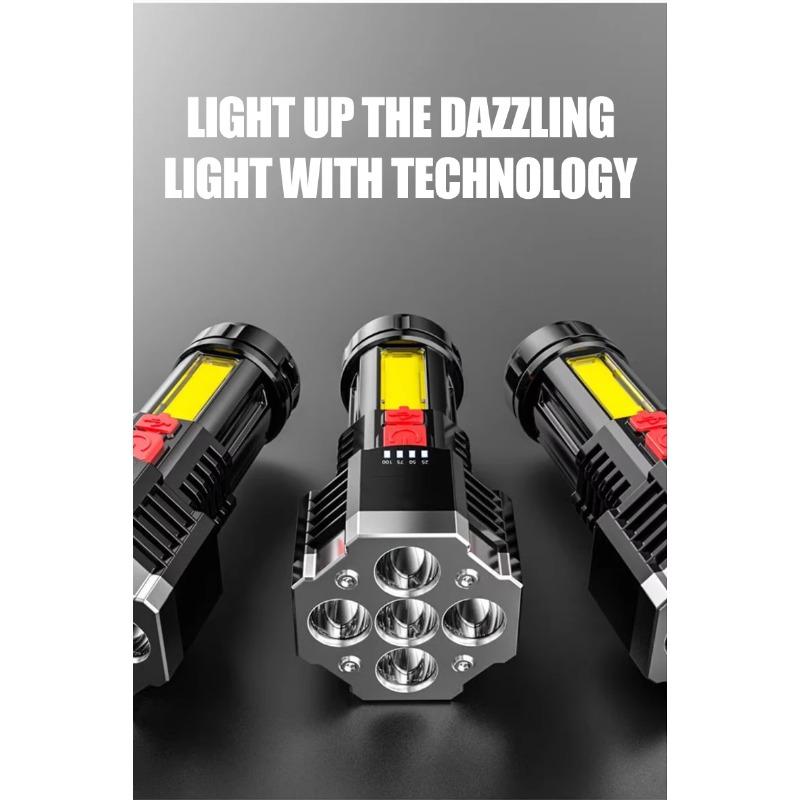 4/5/6LED High Power Led Flashlights Rechargeable Camping Spotlight With Side Light 3 Lighting Modes For Camping Adventure