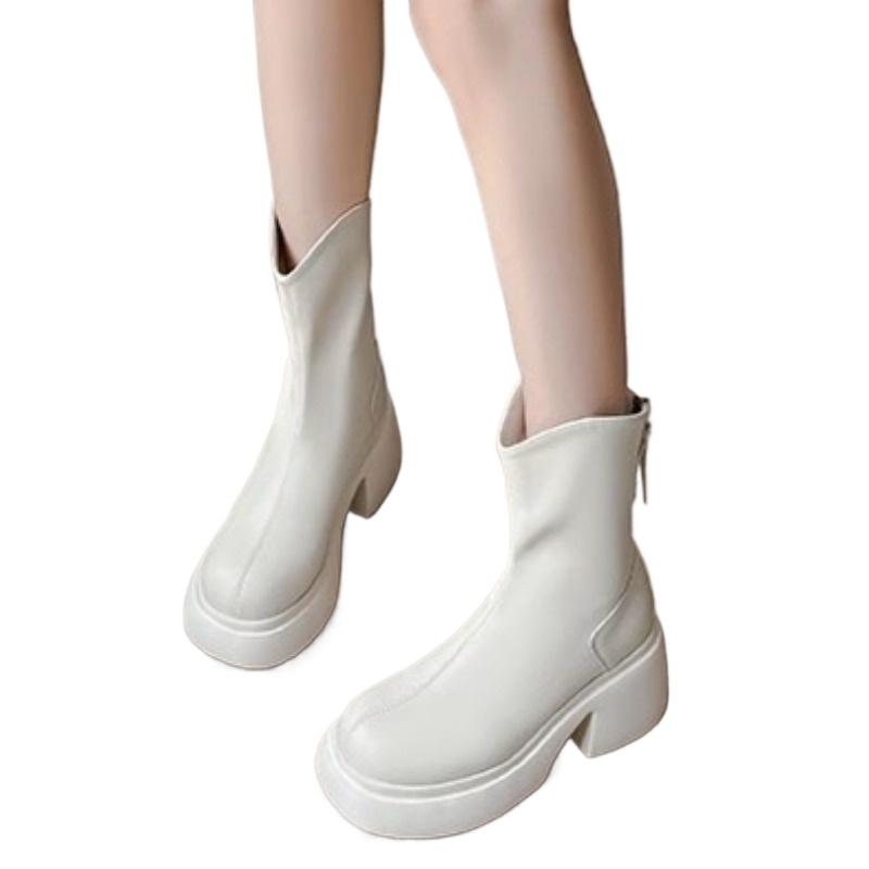 Women High Heels Ankle Boots Winter Chunky Heeled Shoes Pumps 2025 New Trend Goth Woman Casual Chelsea Short Botas Mujer