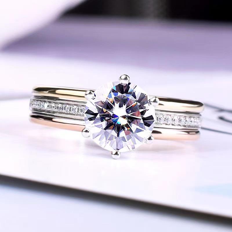 Rose Gold Princess Cut Green Moissanite Ring with AU750 Rose Gold Plating and Certificate
