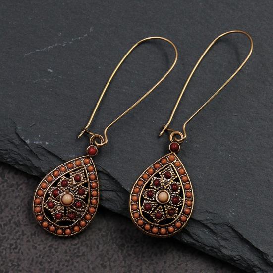 1 Pair Women Earrings Waterdrop Shape Ethnic Style Bohemia Elegant Drop Earrings for Dating