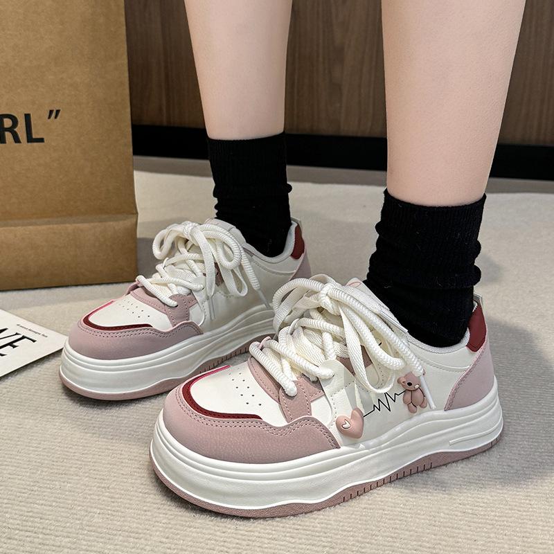 

Fashion little white shoes platform cute women s shoes 2025 student height-increasing shoes sports board shoes trend versatile casual shoes 35 синий