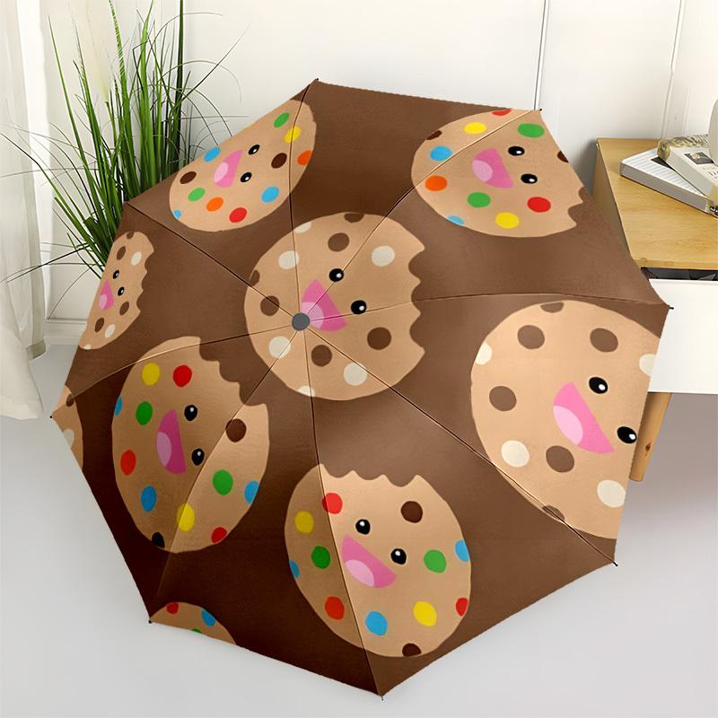 1pc Cookie Circle Automatic Open/Close Umbrella Compact Folding Umbrella, All-Season Portable Umbrella for Women/Men F1124117