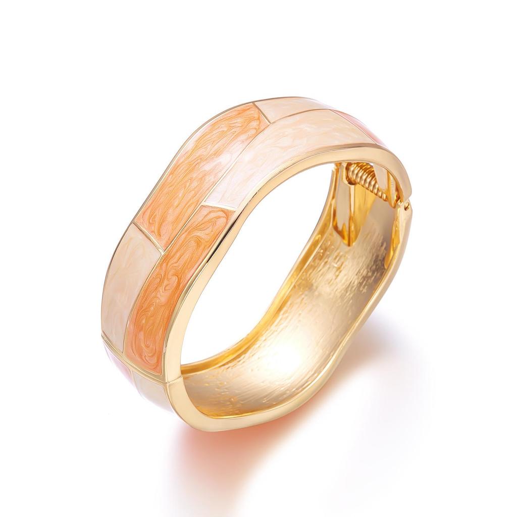 Vintage Geometric Gradient Drip Oil Wide Bangle Bracelet Accessories