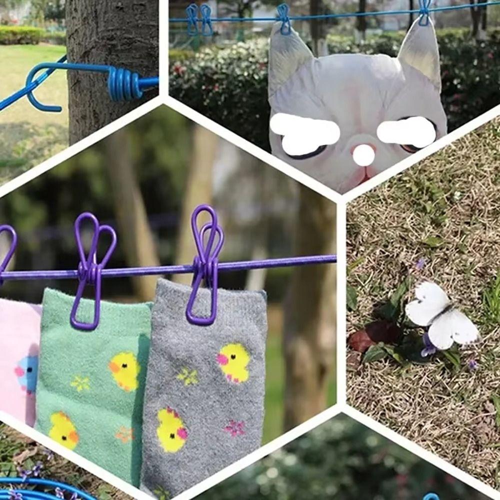1Pcs With 12 Clips Clothing Clothesline Portable Clothes Rope New Drying Rack  Laundry Dryer