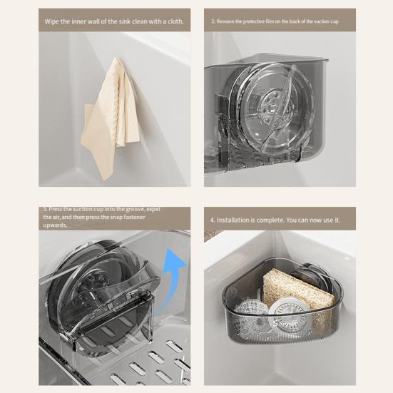 2Pcs Sink Drain Racks Sponge Holders Large Capacity Strong Load-bearing Suction Cup Triangle Storage Racks with Drain Hole