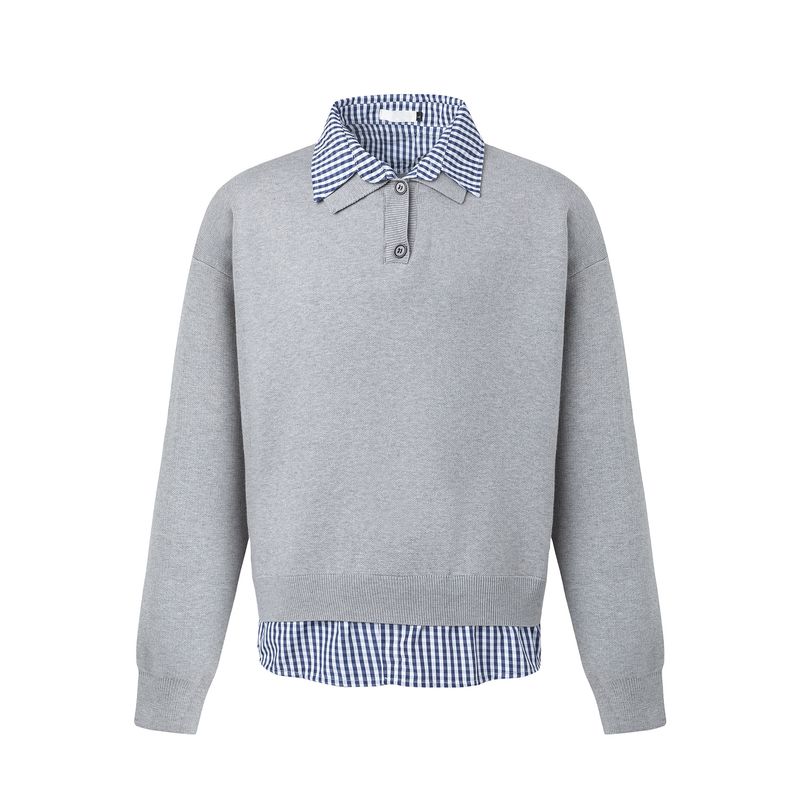 Kisko American Retro Fake Two-Piece Design Lazy Red Knitwear for Men and Women, High-End Loose Casual Knitwear