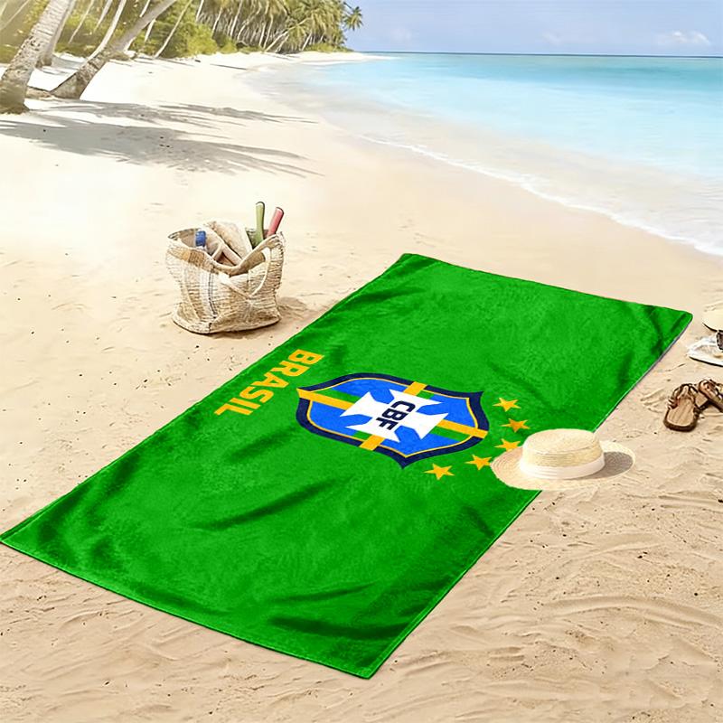 Brasilien Nationalmannschaft Print Strandtuch, Großes Weiches Schnelltrocknendes Handtuch für Strand Camping Schwimmen