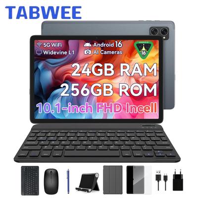 TABWEE T20 Android 16 24GB RAM 256GB ROM Tablet 10.1 Inches 1280x 800 FHD Display Octa Core UMS9230 T606 PC Tablet with Keyboard
