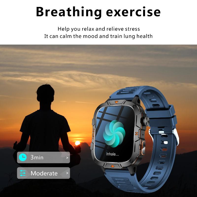2025 New Military Grade Smart Watch Men 1.96" AMOLED Screen 5ATM Waterproof Sports Fitness Tracker BT Call Smartwatch For Xiaomi