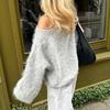 Women's Autumn/Winter Loose Off-Shoulder Mink Fur Sweater