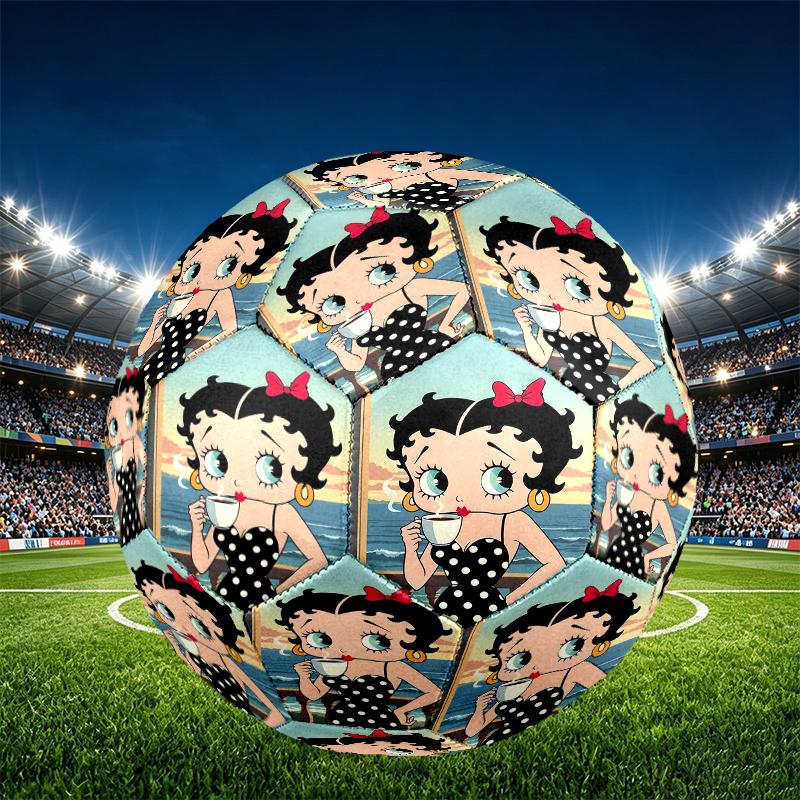 Betty Boop Print Size 5 Soccer Ball, PU Wear Resistant Football for Match Training and Daily Practice, Birthday Gift for Soccer Fans
