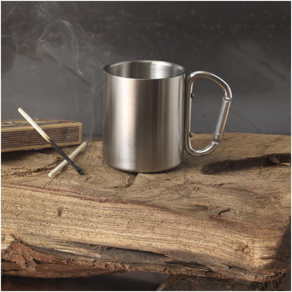 Glass "Alps" 200 Ml Insulated Mug with Carabiner Silver