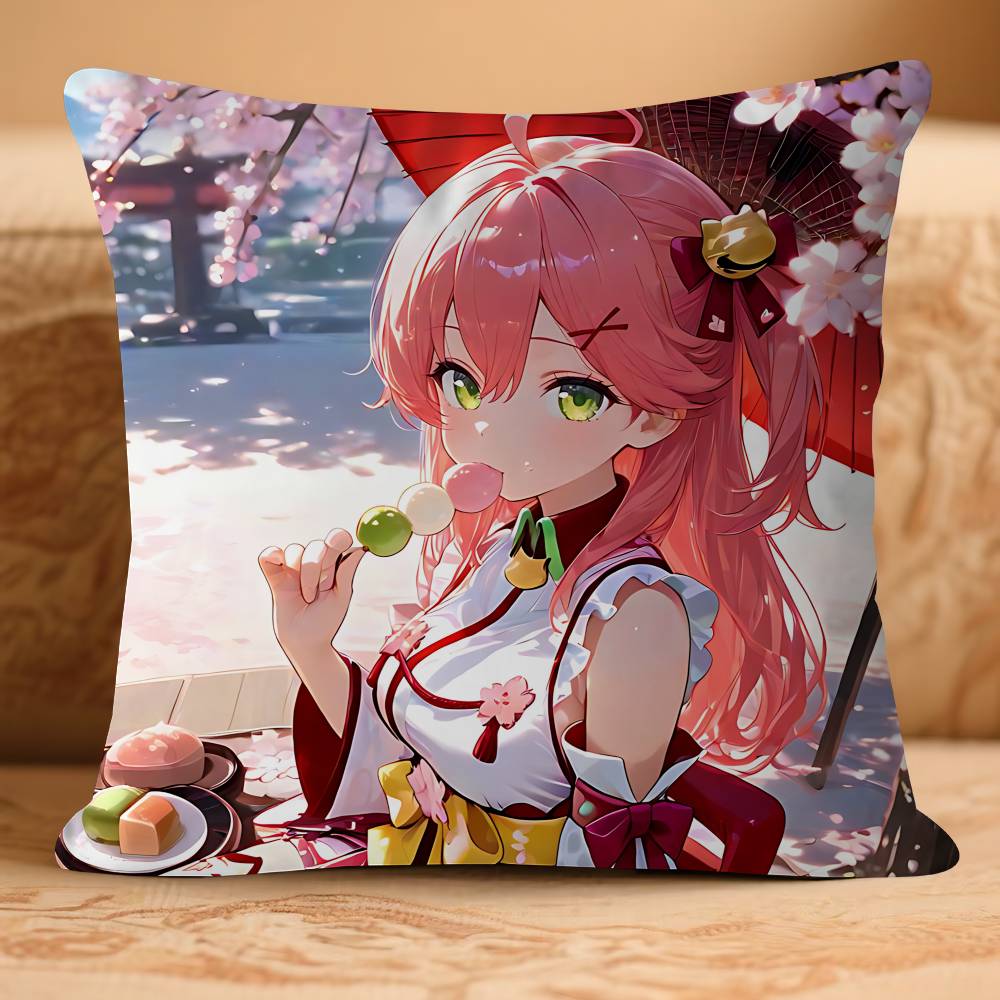 Anime Hololive SakuraA Pillow Case Removable Washable Cushion Cover – All-Season Soft Linen