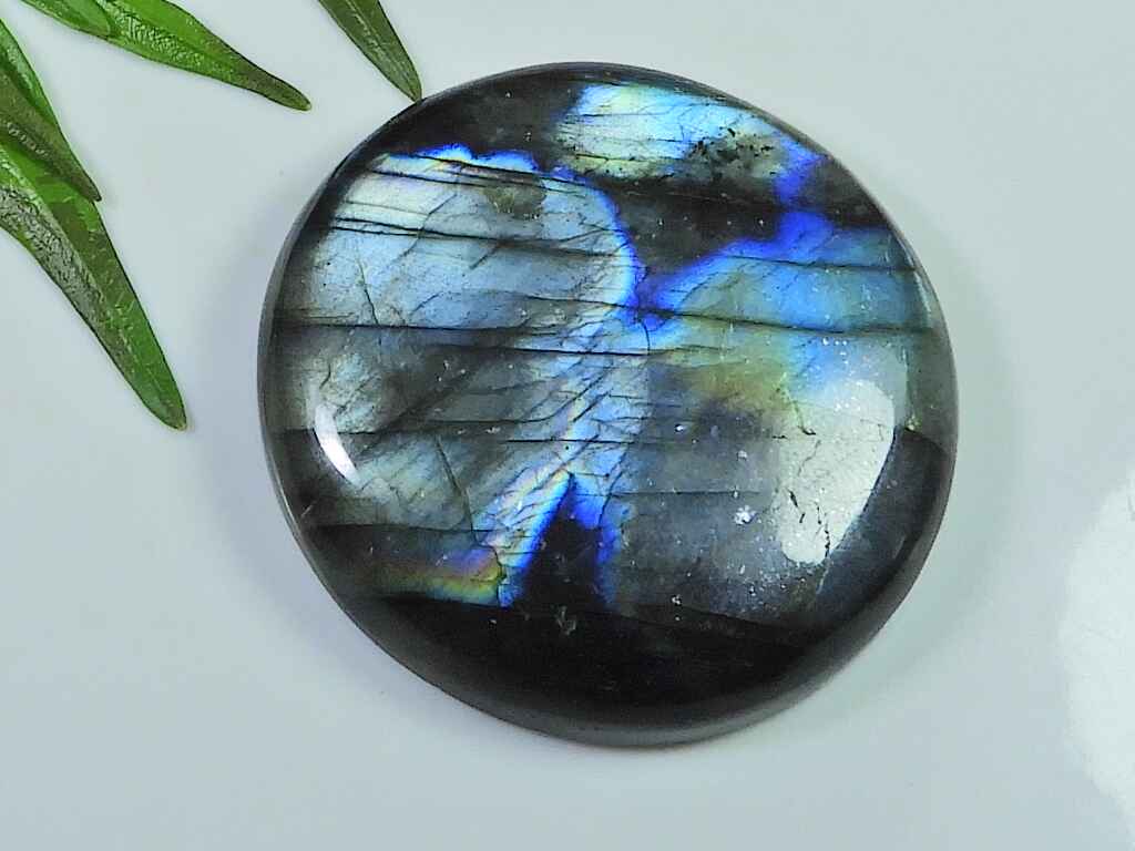35X35MM Natural Labradorite Multi Purple Round Cabochon Loose Gemstone 92Cts SK-4035