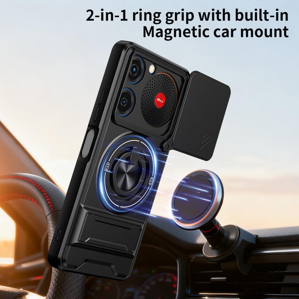 Funda para Nubia Music 4G Funda Anillo Giratorio Deslizante Protección Cámara Soporte Cubierta a Prueba de Golpes Capa Funda