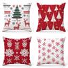 Christmas Tree Deer Snowflake Pattern Pillows Square Polyester Pillowcase, Modern Sofa Decorative Cushion Cover