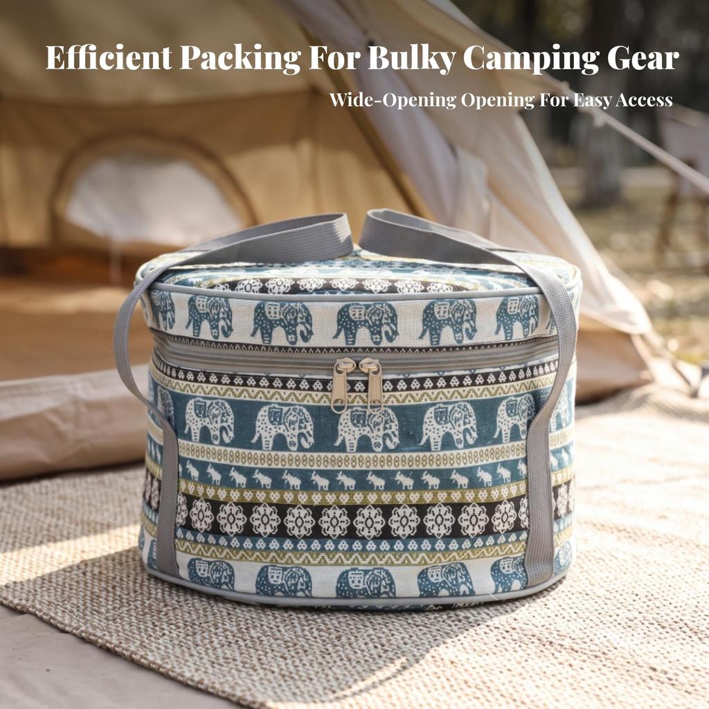 Camping Storage Bag Portable Cylindrical Soft-Sided for Campers