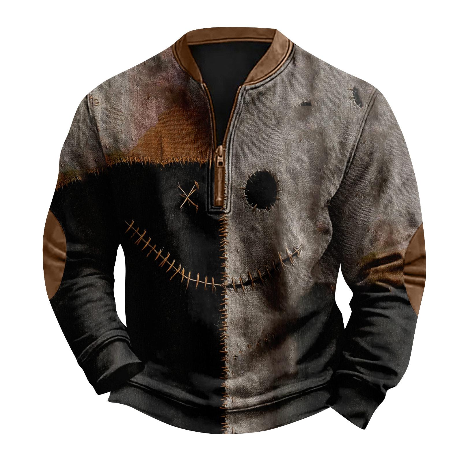 

Мужская повседневная модная рождественская принтованная толстовка без капюшона, широкая мужская свободная толстовка с капюшоном и воротником-стойкой XL