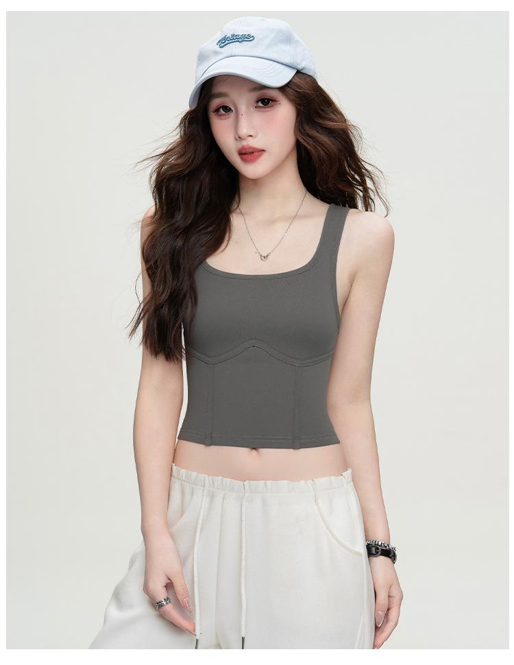 Summer Trendy Hot Girl Fashion Vest Strap Slimming Sleeveless Solid Color Slimming Bottom Top