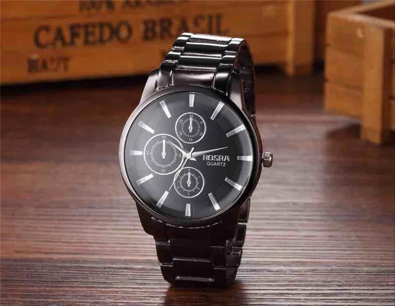 Men s Business Watch for Sale Men Sports Watches Fashion Rosra Brand Quartz Watch Black Stainless Steel Men s Watches Promotion