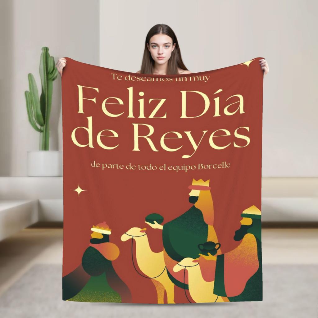 Día de los Reyes Magos Throw Blanket for Couch  Fuzzy Soft Plush Blanket 50x60 Inches Multi-size Bedspread for All Seasons