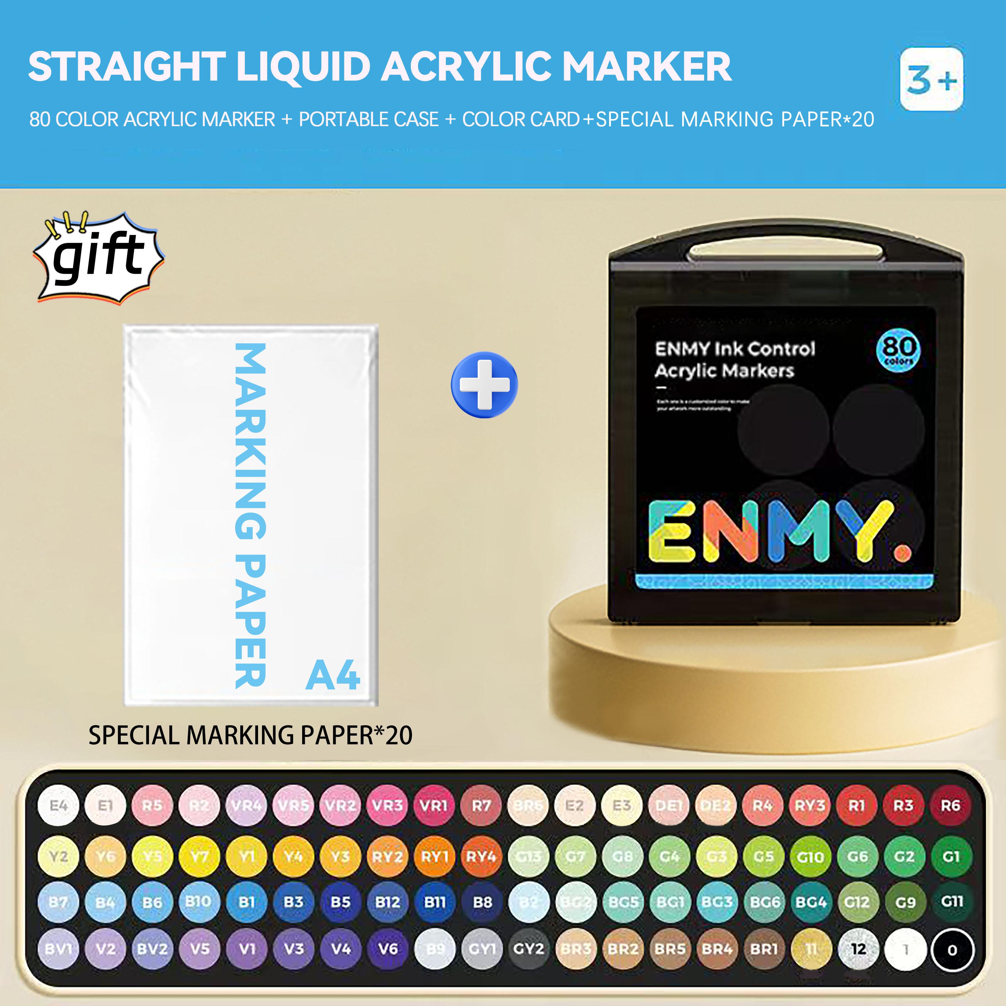 Enmy Black Box Directe Vloeibare Acryl Markers Set met Papier 24-80 Kleuren Zachte Punt DIY Verfmarker voor Kleurrijke Schildering