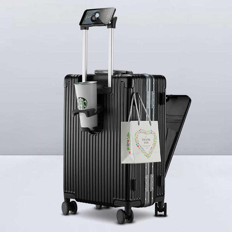 Multi-Purpose Business Trolley Suitcase with Laptop Compartment and Cup Holder