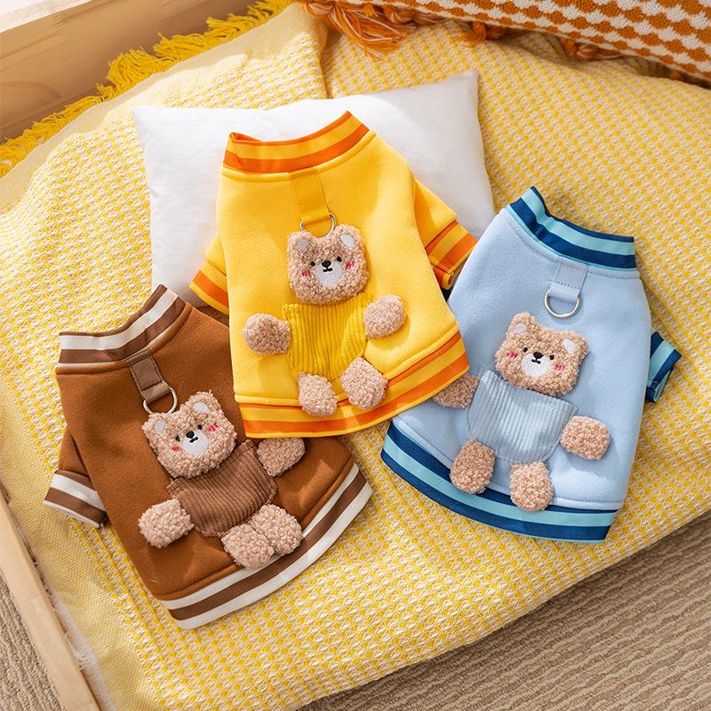 Autumn and winter new dog traction sweater medium and small dog thin autumn two-legged clothing Teddy Bigbear dog clothing