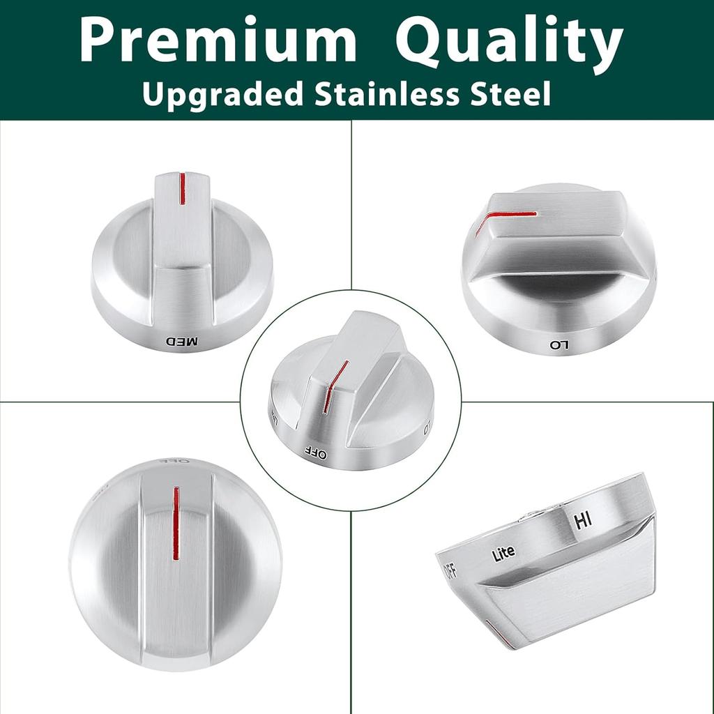 DG94-04167 Stove Knobs Replacement Parts for Samsung Gas Range Knobs Stainless Steel NX60T8111SS NX60A6511SS/AA NE63A6511SS/AA Oven Dial Knobs
