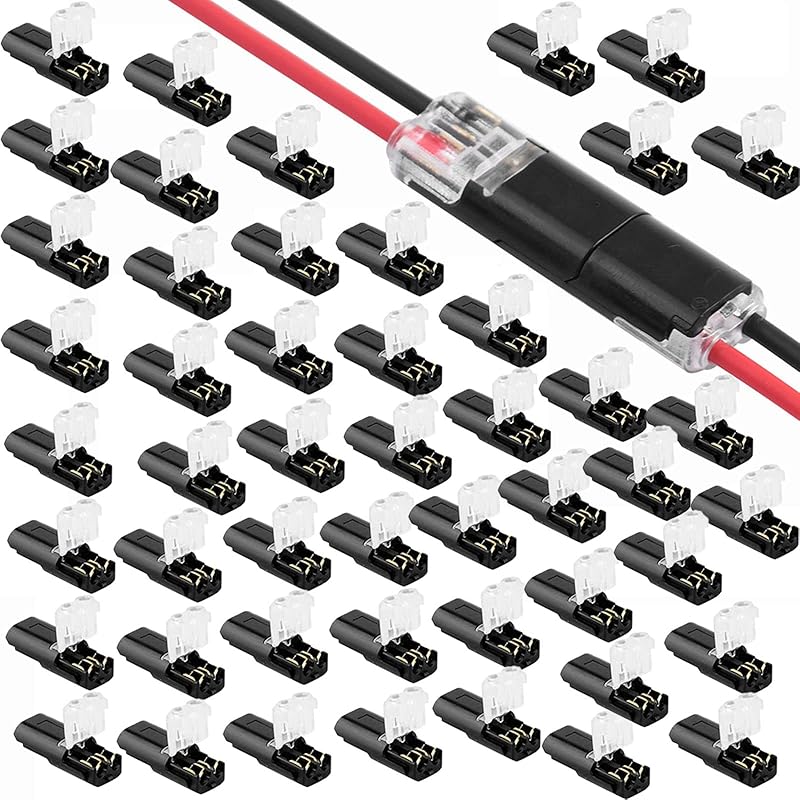 Double-Wire Plug-in Connector with Locking Buckle - Pluggable LED Wire Connectors, 2 Pin 2 Way Electrical Wire Connector, AWG 18-22, No