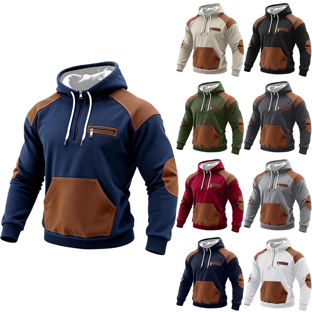 Men's Colorblock Sweatshirt Hoodie Men's Sports Large Size Casual Sweatshirt
