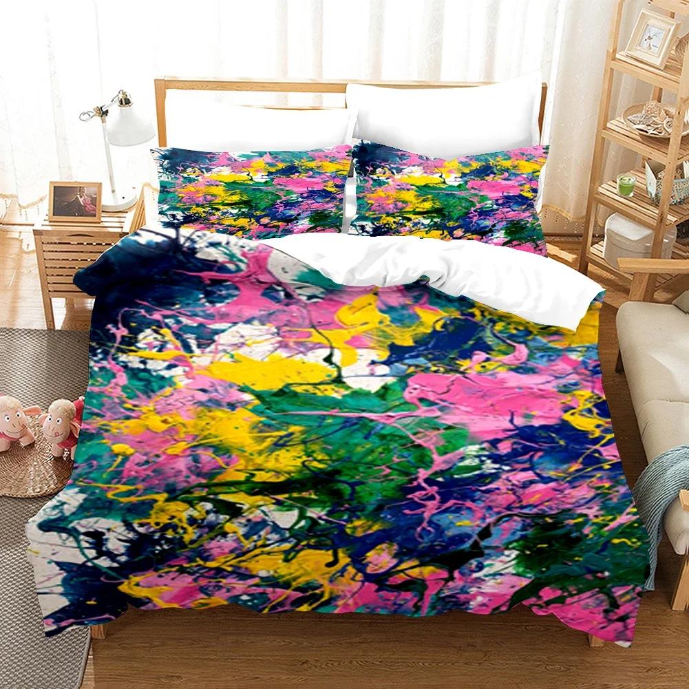 

Abstract Painting Home Duvet Cover Set High Quality Super Soft Comfortable Cotton Bedding Set Eu Double Size Bedclothes Dropship EU Single(135*200cm)3pcs