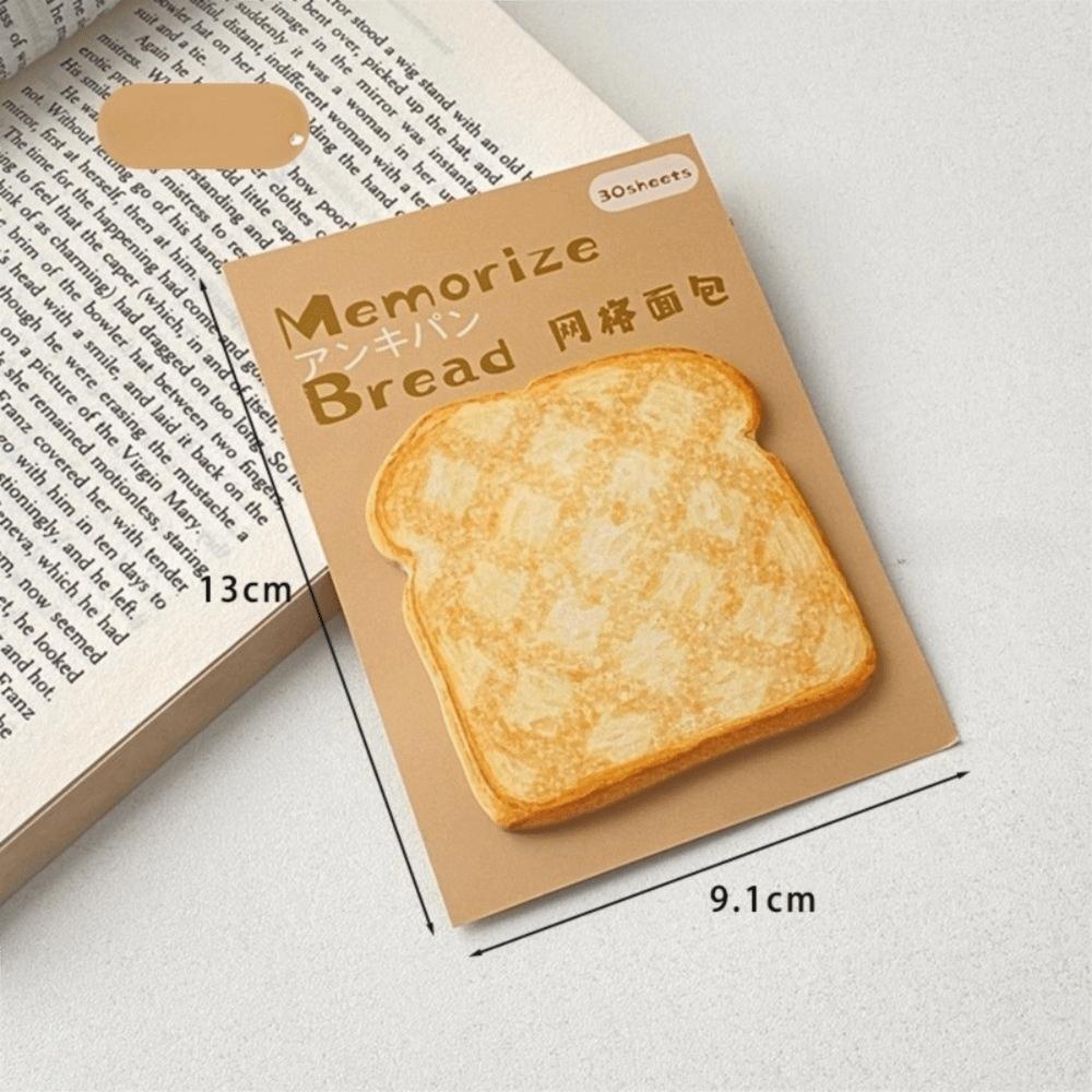 30 Sheets Simulated Toast Tearable Memo Pad Self-adhesive Planner Sticker Notepad School Supplies