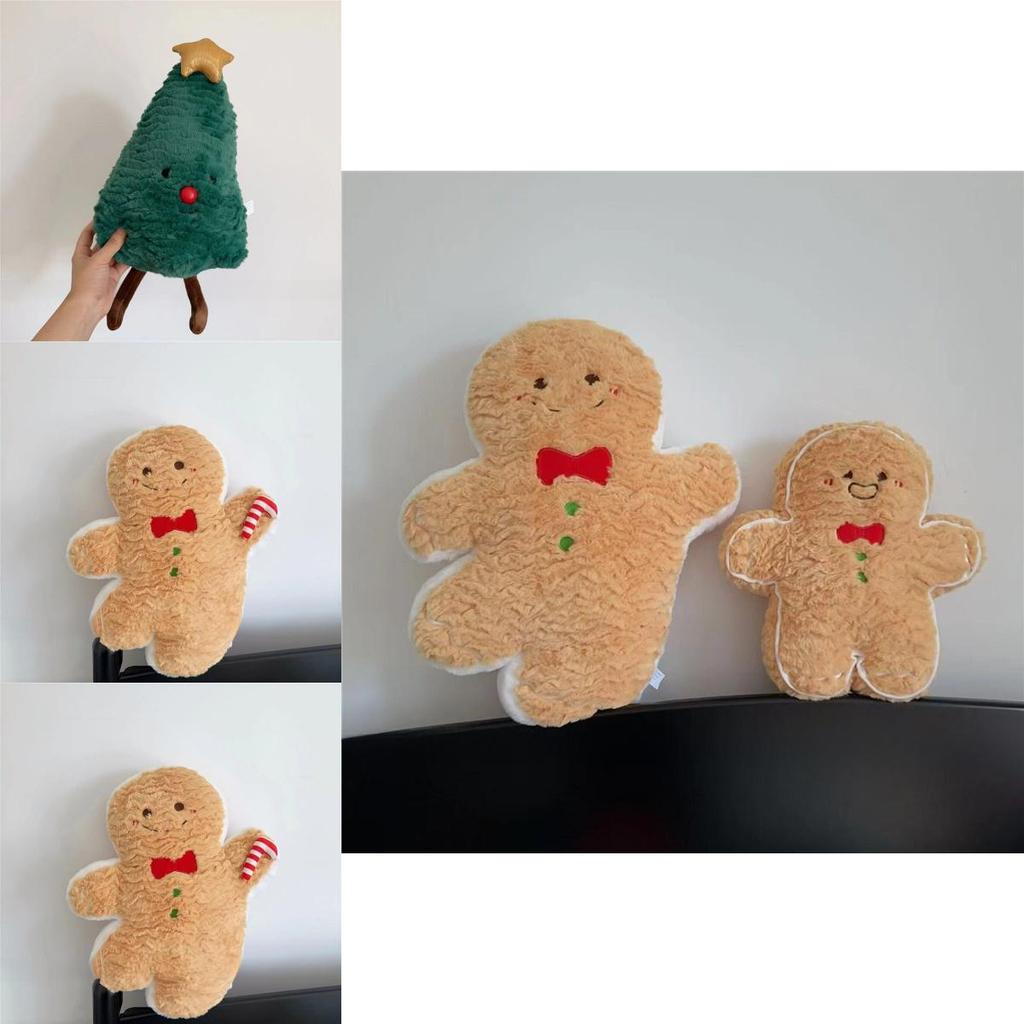 Christmas Plush Pillow With Cartoon Gingerbread Man Design For Holiday Decor And Gifts
