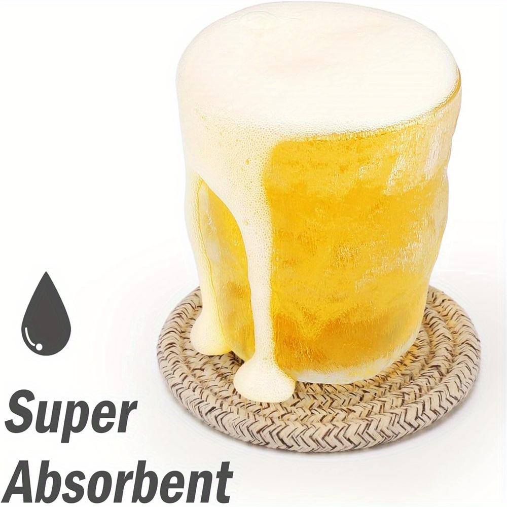 9pcs/pack 8 Coasters with 1 Stand, Cotton Absorbent Coasters, Minimalist Home Decoration Coaster Set, Wooden Tabletop Protection