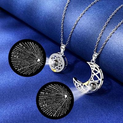 1 paar Mode Paar Passende Halskette Sonne Mond Halsketten Für Liebhaber Geschenk Herz Magnetische Gepaart Anhänger Schmuck