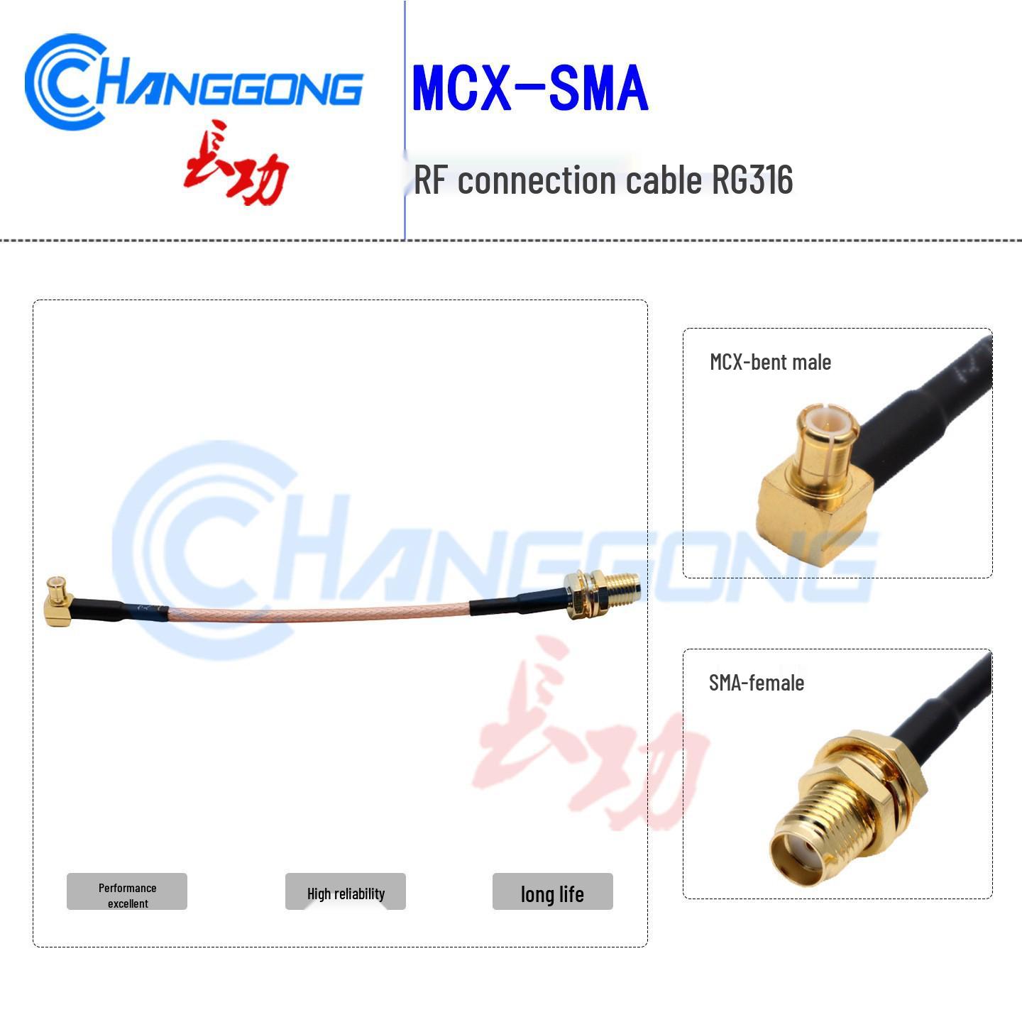 

MCX Male to SMA Female Right Angle RF Cable 50 Ohm RG316 Extension Adapter Jumper 10cm