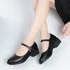 Women's Shoes Genuine Leather Mid-heel Mary Jane Shoes Women Shiny Fashion Large Size Ladies Office Shoes