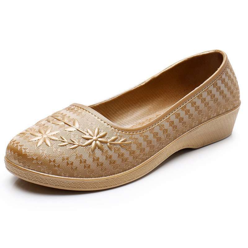 Short rain shoes waterproof and non-slip soft sole kitchen work shoes pattern casual plastic shoes women's rubber shoes water shoes rain boots