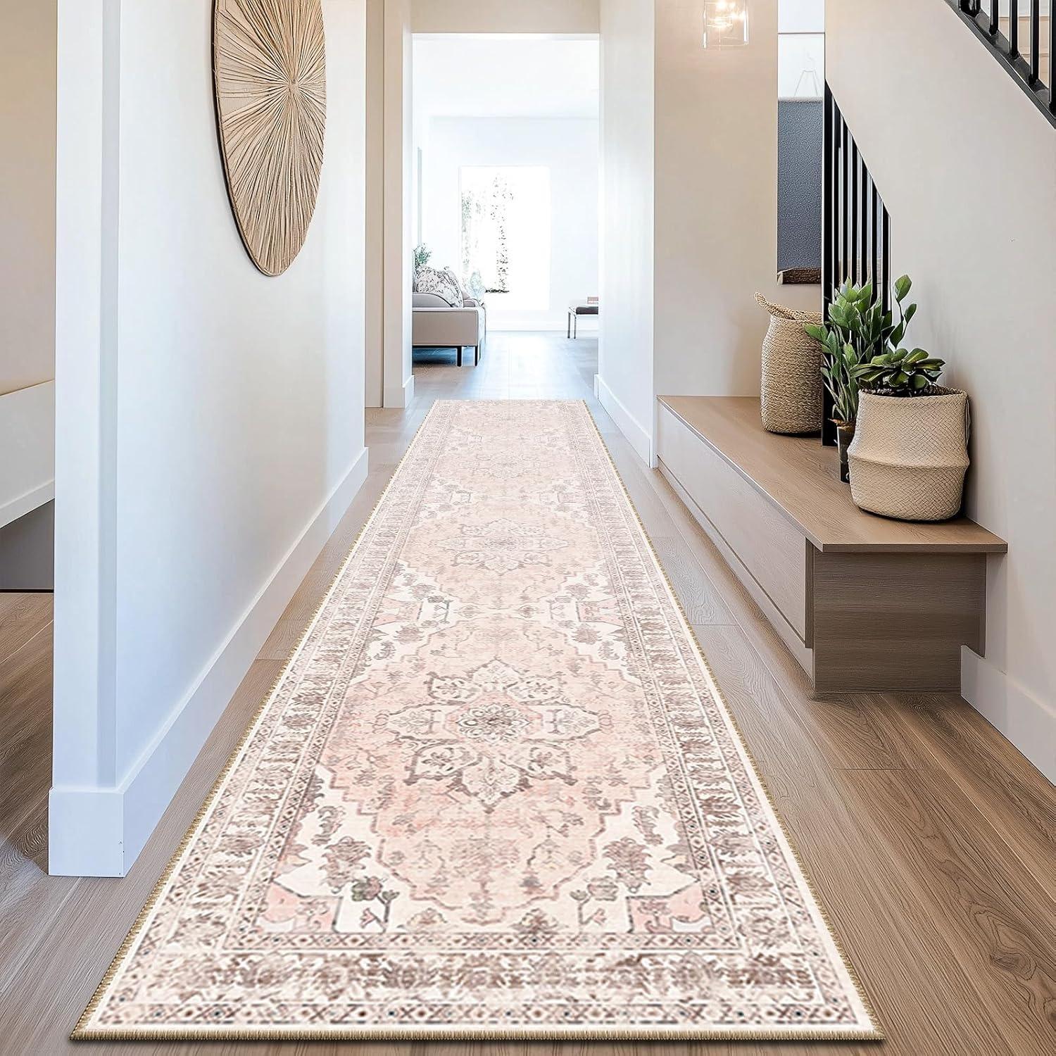 

Bohemian Runner Rug Machine Washable Non-slip Corridor Carpet Vintage Advanced Light Luxury Home Decoration Bedside Mat Tapis 160*200cm