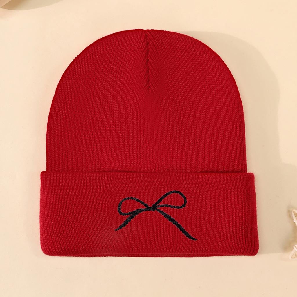 Outdoor Cycling Warm Cold Hat Bow Knitted Hat Trendy Versatile Autumn And Winter Cold Wool Hat Women