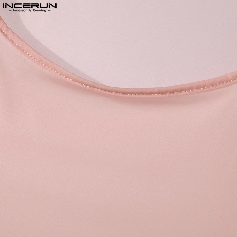 INCERUN Summer Men Sleeveless Semi-Sheer Stretch Skinny Tank Tops Gym Underwear