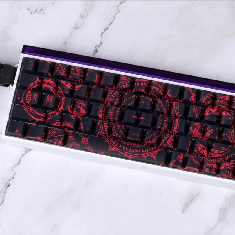 Side Printed Keycaps Intricate Pattern Theme for 60% 68% Mechanical Keyboards Heat Sublimation Printing