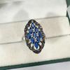 Elegante Anello Retro in Argento Thailandese con Granato Nero e Zirconi