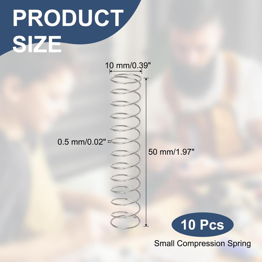 uxcell Compression Springs, 0.02 x 0.4 x 2.0 inches (0.5 x 10 x 50