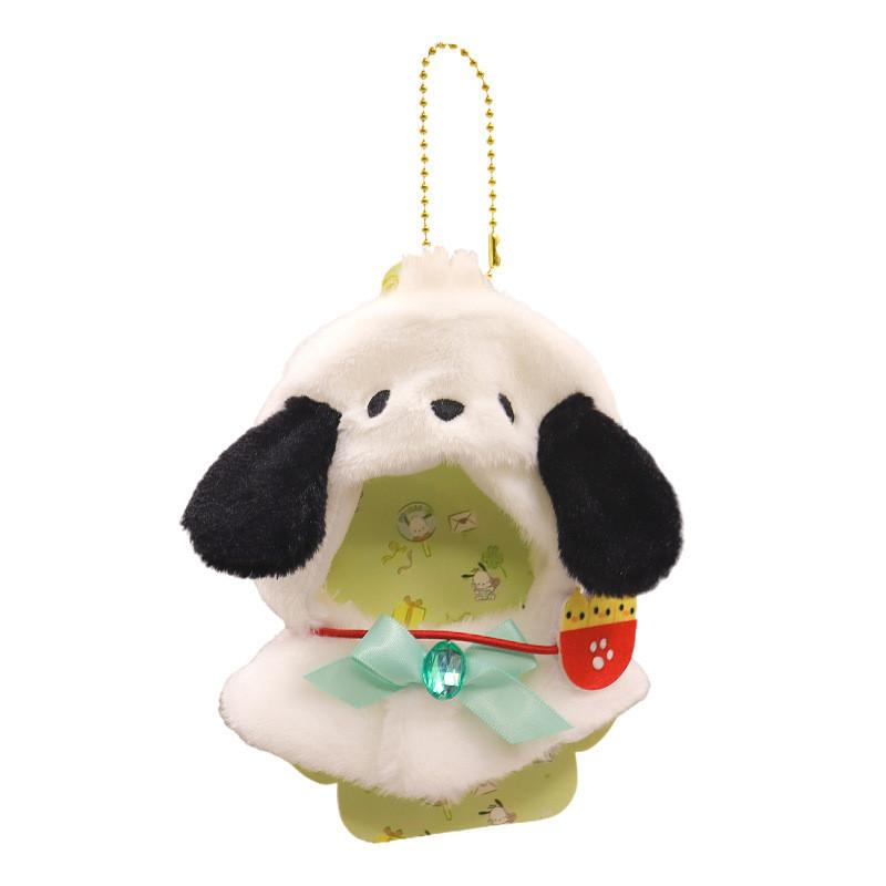 Cute Japanese Anime Plush Toy Keychain With Diamond Kuromi My Melody Outfits Pacha Dog Cape