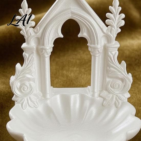 Retro Ring Display 3D Printed Gothic Arch Jewelry Tray Medieval Church Style Trinket Vintage Holder Dish Decorative Tray for Rings Earrings Desktop
