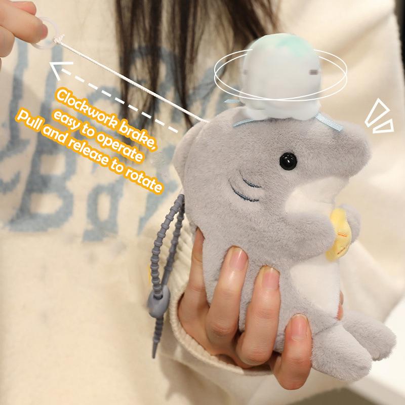 Cute Cartoon Ocean Animal Plush Keychain Kawaii Platypus Shark Otter Stuffed Doll Keyring Bag Pendant Hanging Decoration Gifts