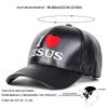 Unisex I JESUS Love Embroidery Adjustable Pu Leather Baseball Hat Couple Caps Spring Autumn Outdoor Leisure Hats Travel Accessories for Women Men