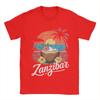 Tanzania Zanzibar Africa Tramonto Spiaggia delle Palme Stile di Vita e Cocco Maglietta Estate Cotone Manica Corta Abbigliamento Vintage